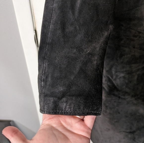 Vintage 80s Wilson's Genuine Leather Button Detail Low Back Midi Dress Size M - Picture 7 of 10